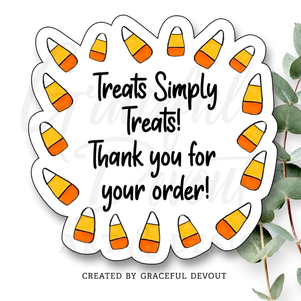 Treats Simply Treats! Thank You For Your Order!- 2" (inches) (96ct.) Stickers